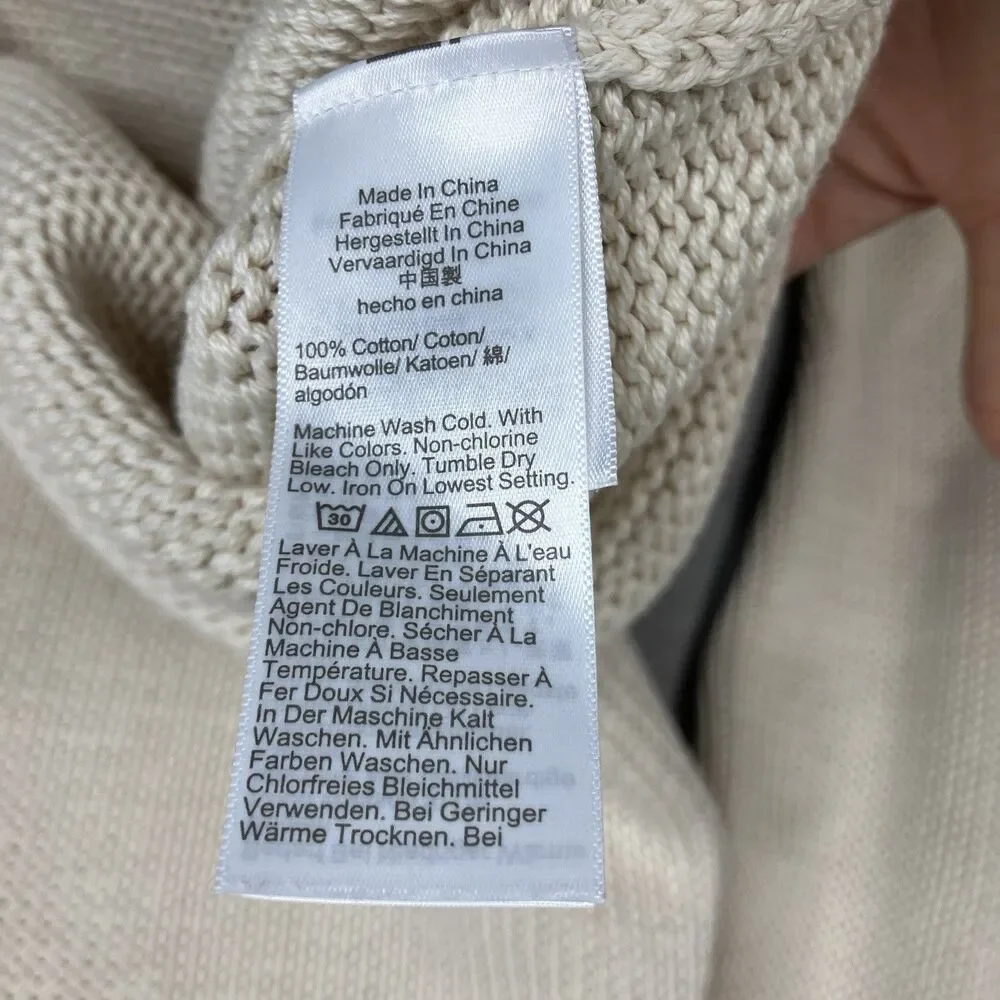 J Crew 1988 Rollneck Sweater Mens L Cream Cotton Preppy Coastal BW186‎